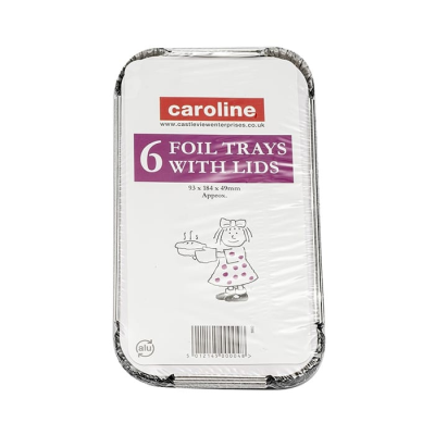 CAROLINE FOIL TRAY & LIDS 93X184X49 MM 6S X 1