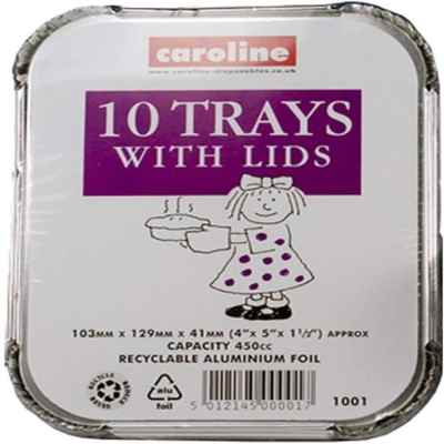 CAROLINE FOIL TRAY & LIDS 103X129X41 MM 9'S X