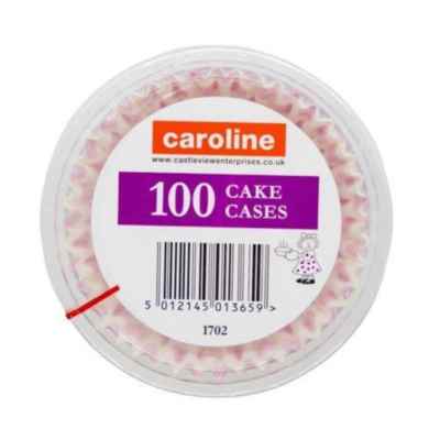 CAROLINE PINK SPOT CUP CAKE CASES 100'S X 12